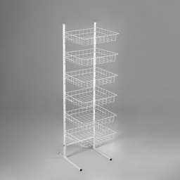 Стойка прикассовая 40×35×180 см, 6 корзин, белая