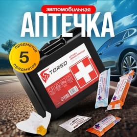 Автомобильная аптечка первой помощи TORSO дорожная, состав РФ 2024
