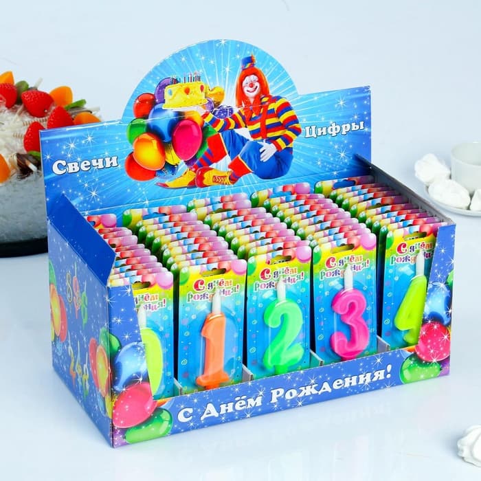 Свечи для торта цифры «Классика». 10.2 см, в шоу-боксе, 50 штук