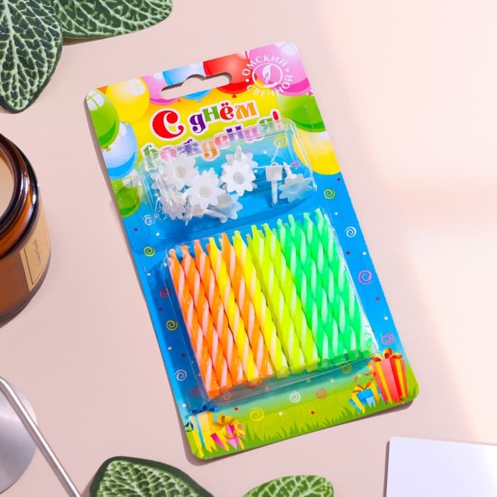 Свечи для торта «Красочные», 6 см, классические, набор 24 шт.