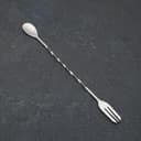 Ложка барная из нержавеющей стали с вилкой, длина 32.5 см, серебристая