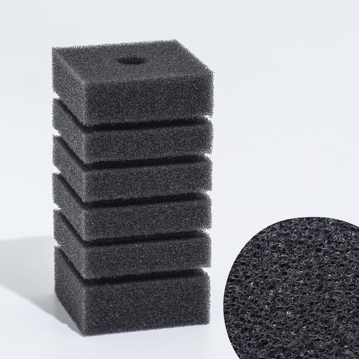 Губка прямоугольная для фильтра турбо № 3, 6×6×12 см, серая