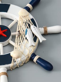 Декор настенный, панно «Штурвал с морской звездой», бело-синий, 33×33×2 см