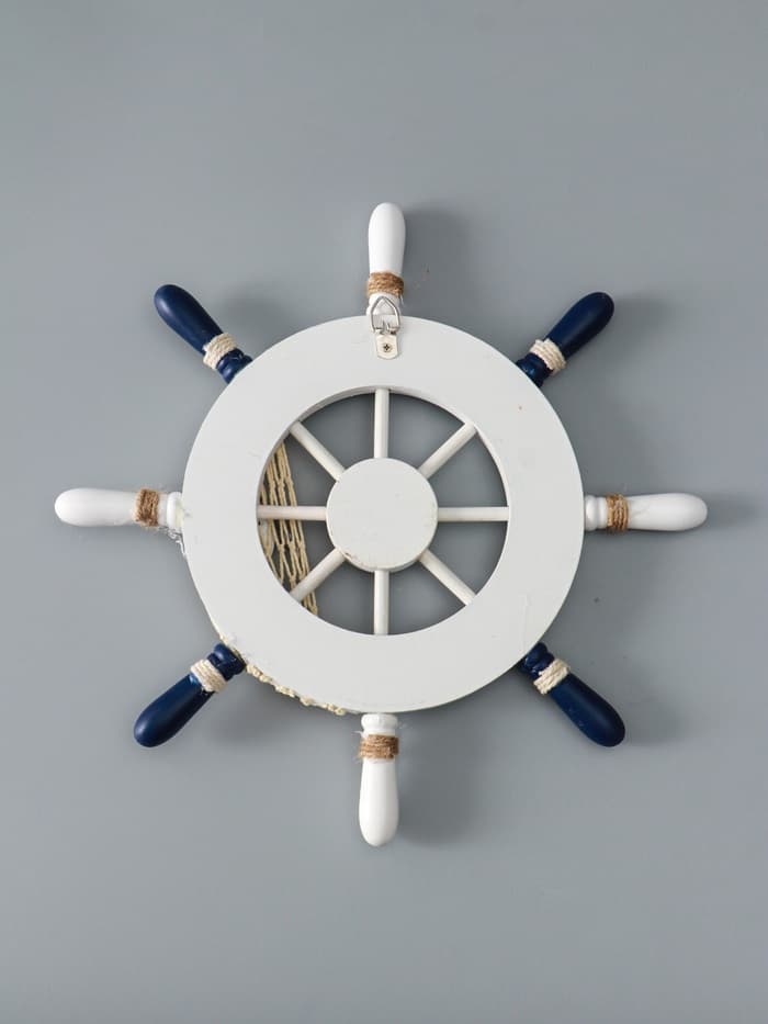 Декор настенный, панно «Штурвал с морской звездой», бело-синий, 33×33×2 см