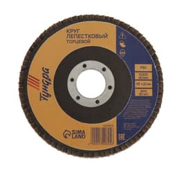 Круг лепестковый торцевой ТУНДРА, 115×22 мм, Р80