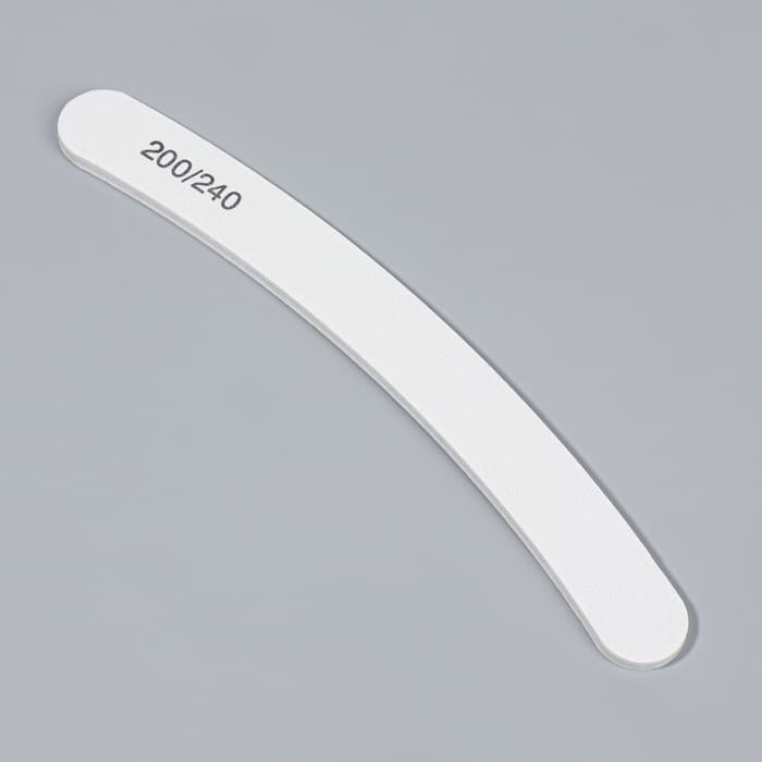Пилка для ногтей, бумеранг, 200/240 грит, 18 см, белая