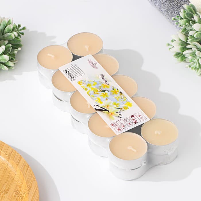 Набор свечей ароматических чайных «Ваниль», 3.8×1.6 см, 3.5 ч, 12 г, 20 шт.