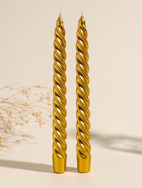 Набор свечей витых, 2.3×24.5 см, 5 ч, 50 г, 2 шт., золотой