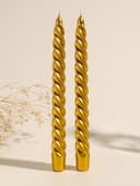 Набор свечей витых, 2.3×24.5 см, 5 ч, 50 г, 2 шт., золотой