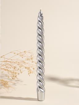 Набор свечей витых, 2.3×24.5 см, 5 ч, 50 г, 2 шт., серебряный
