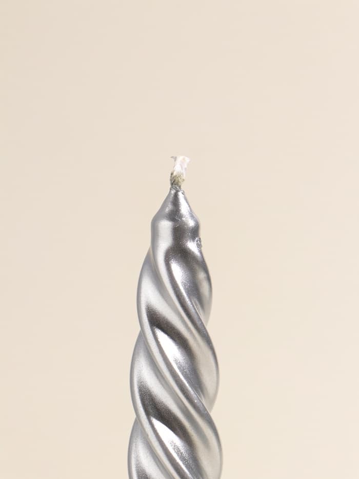 Набор свечей витых, 2.3×24.5 см, 5 ч, 50 г, 2 шт., серебряный