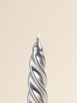 Набор свечей витых, 2.3×24.5 см, 5 ч, 50 г, 2 шт., серебряный