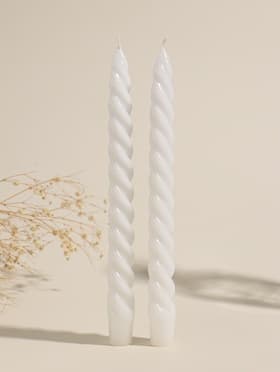 Набор свечей витых, 2.3×24.5 см, 5 ч, 50 г, 2 шт., белый