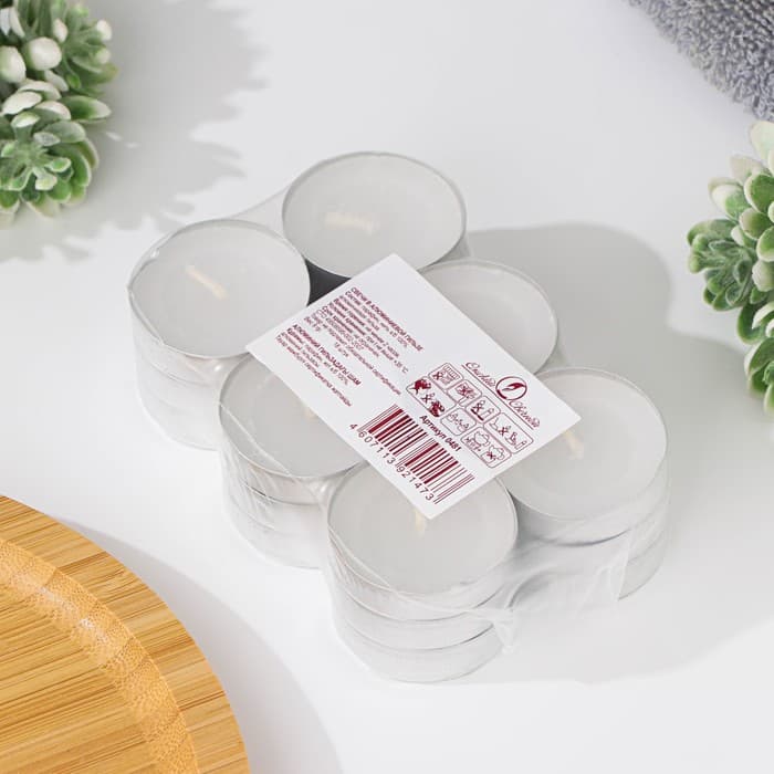 Набор свечей чайных, 3.8×1 см, 2 ч, 9 г, 18 шт., белый