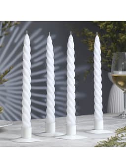 Набор свечей витых, 2.3×24.5 см, 5 ч, 50 г, 4 шт., белый