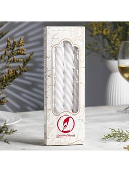 Набор свечей витых, 2.3×24.5 см, 5 ч, 50 г, 4 шт., белый