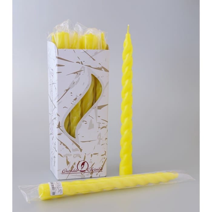 Свеча витая, 2.3×24.5 см, 5 ч, 50 г, жёлтая