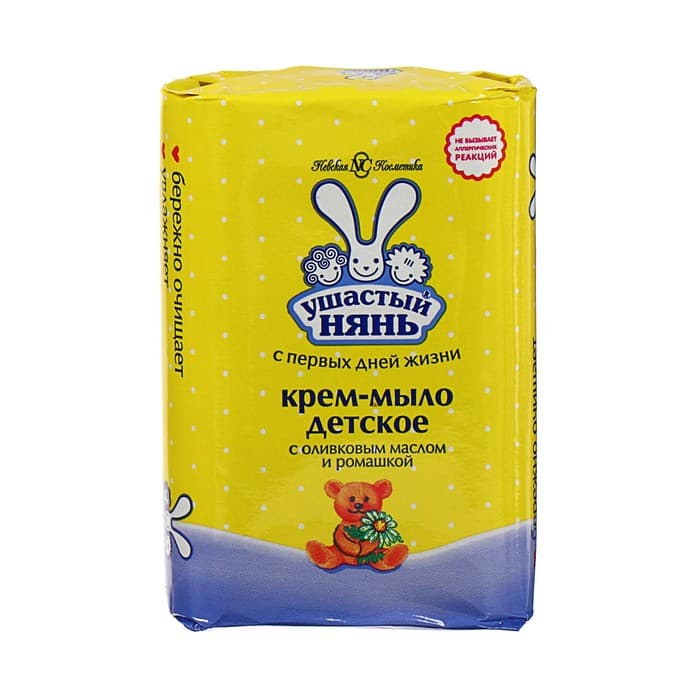 Детское крем-мыло Ушастый нянь, с оливковым маслом и ромашкой, 90 г