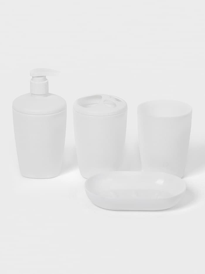 Набор для ванной комнаты Aqua, 4 предмета, пластик, белый
