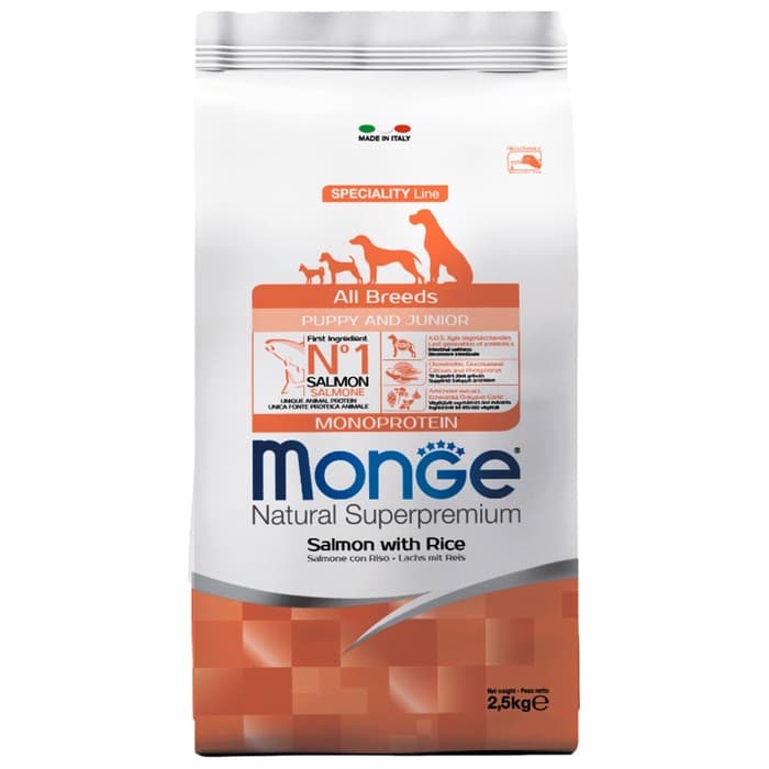 Сухой корм для щенков Monge Dog Speciality Puppy&Junior, лосось, рис, 2.5 кг