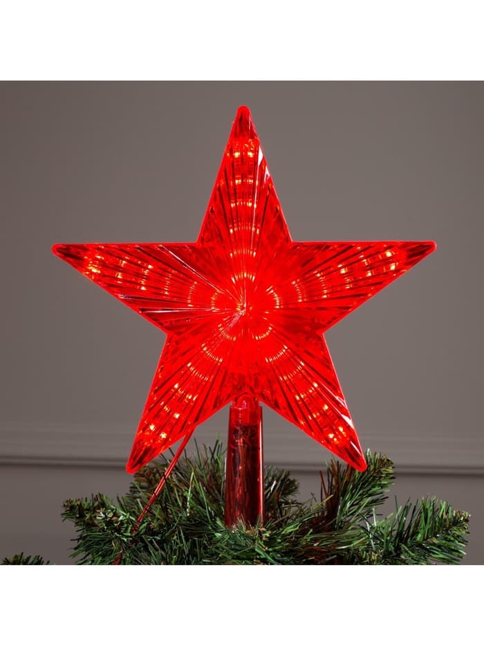 Светодиодная верхушка на ёлку «Звезда красная», 22 см, 30 LED, 220 В, свечение красное