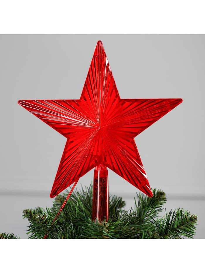 Светодиодная верхушка на ёлку «Звезда красная», 22 см, 30 LED, 220 В, свечение красное