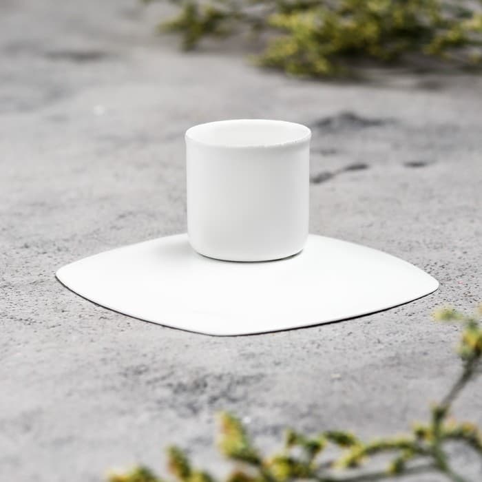 Подсвечник на 1 свечу «Квадрат», металл, 7×3 см, белый