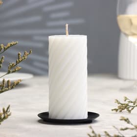 Подсвечник плоский «Тарелка», металл, 7.6 см, чёрный муар