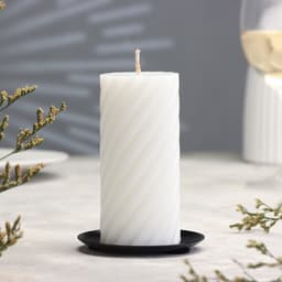 Подсвечник плоский «Тарелка», металл, 7.6 см, чёрный муар