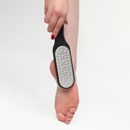 Пилка для пяток, лазерная, двусторонняя, прорезиненная ручка, 25.5 см, чёрная