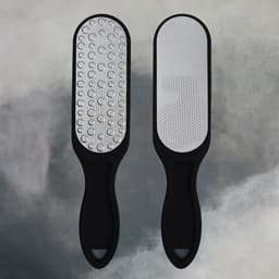 Пилка для пяток, лазерная, двусторонняя, прорезиненная ручка, 25.5 см, чёрная