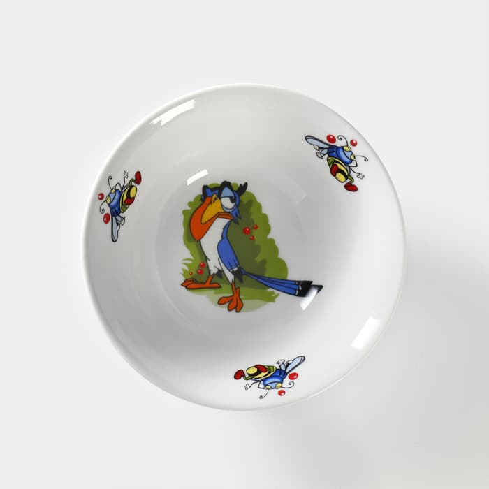 Салатник детский Добрушский завод «Лесовичок», 360 мл, d=14.5 см, фарфор, белая, рисунок МИКС