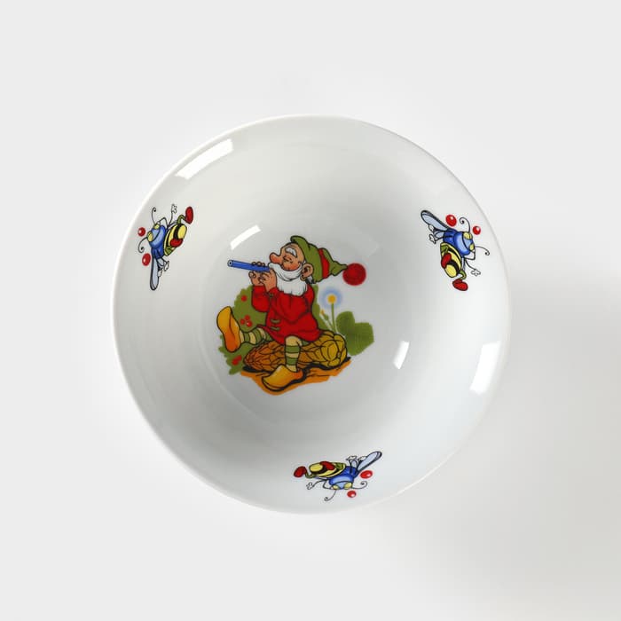 Салатник детский Добрушский завод «Лесовичок», 360 мл, d=14.5 см, фарфор, белая, рисунок МИКС