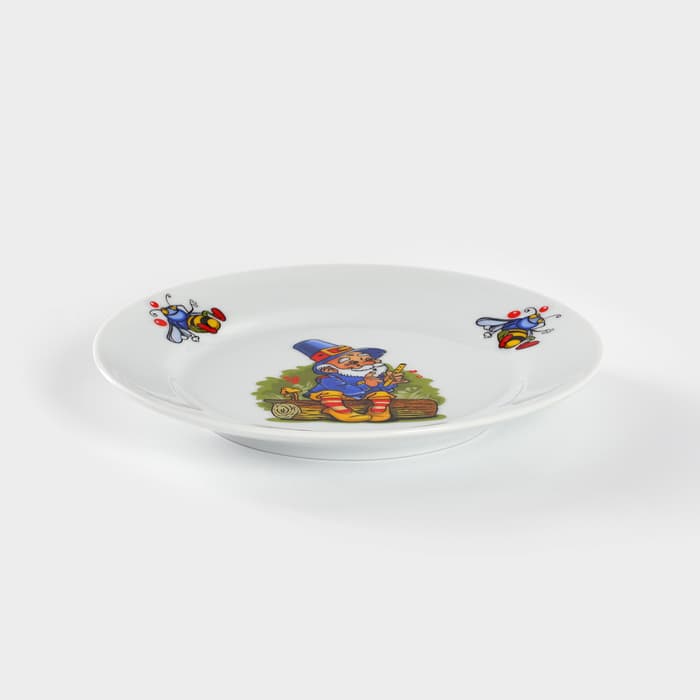 Тарелка детская Добрушский завод «Лесовичок», d=17 см, фарфор, белая, рисунок МИКС