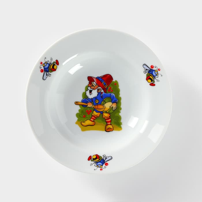 Тарелка глубокая Добрушский завод «Лесовичок», 250 мл, d=20 см, фарфор, белая, рисунок МИКС