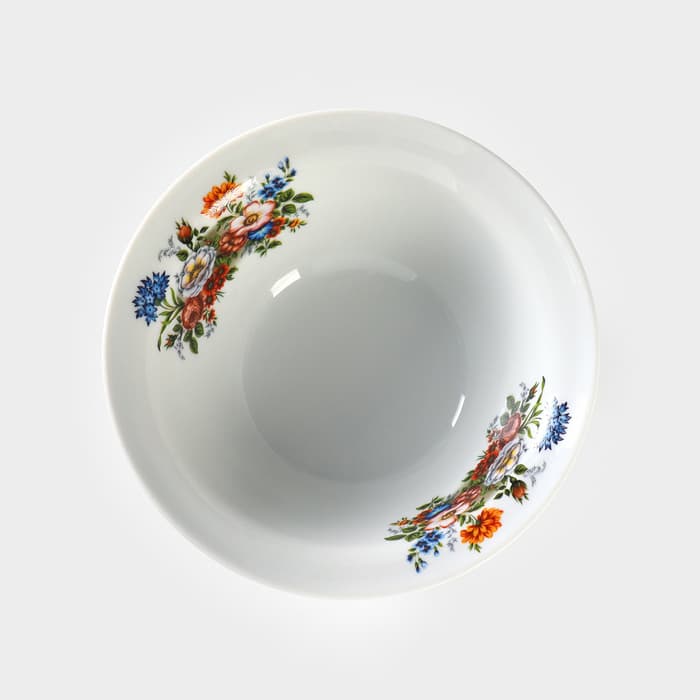 Тарелка глубокая Добрушский завод «Букет цветов», 550 мл, d=17 см, фарфор, белая