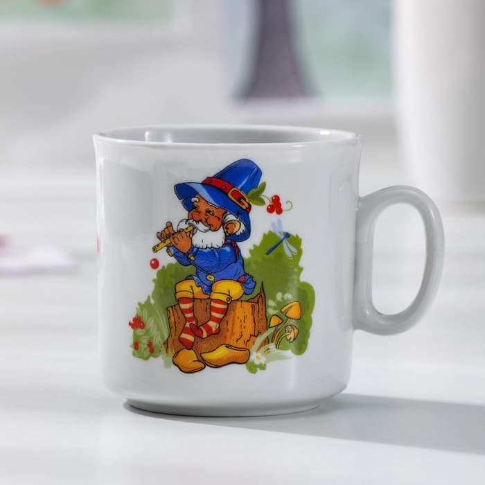 Кружка детская Добрушский завод «Лесовичок», 200 мл, фарфор, белая, рисунок МИКС