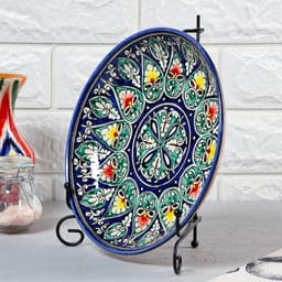 Ляган узбекский Риштанская керамика «Узоры», d=25 см, синий МИКС