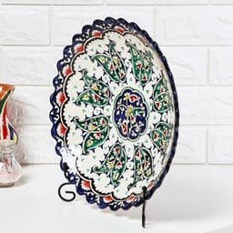 Ляган узбекский Риштанская Керамика «Цветы», d=32 см, глубокий, синий