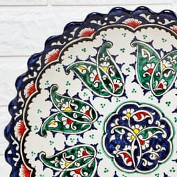 Ляган узбекский Риштанская Керамика «Цветы», d=32 см, глубокий, синий