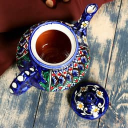 Чайник заварочный Риштанская Керамика «Узоры», 700 мл, синий