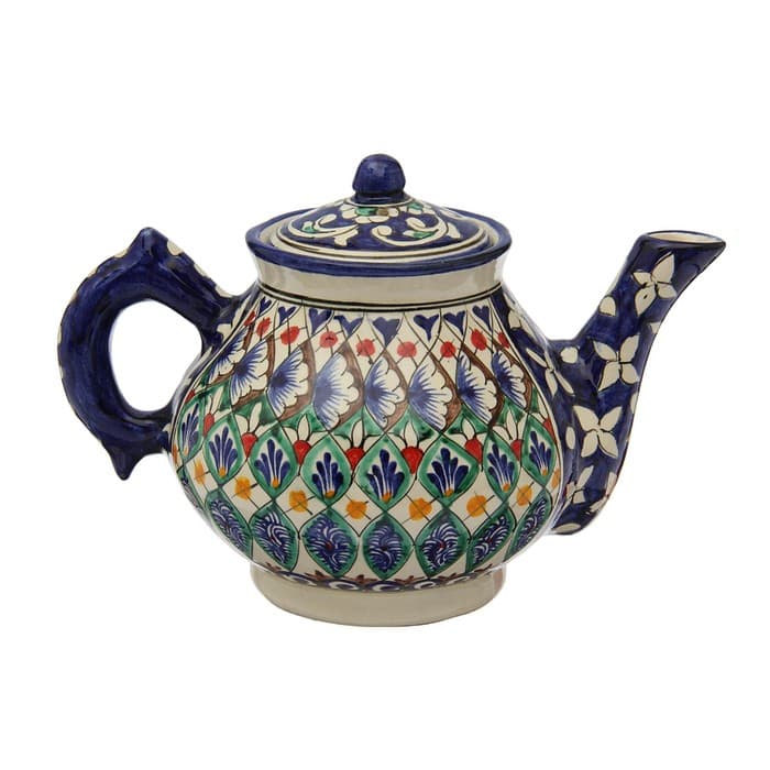 Чайник заварочный Риштанская Керамика «Узоры», 700 мл, синий