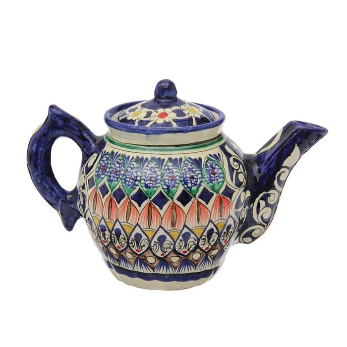 Чайник заварочный Риштанская Керамика «Узоры», 700 мл, синий