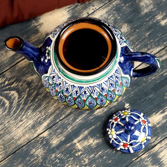 Чайник заварочный Риштанская Керамика «Узоры», 1 л, синий