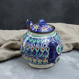 Чайник заварочный Риштанская Керамика «Узоры», 1 л, синий