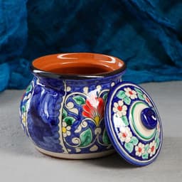 Сахарница узбекская Риштанская Керамика «Цветы», 1 л, синяя
