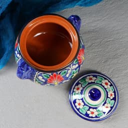 Сахарница узбекская Риштанская Керамика «Цветы», 1 л, синяя