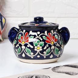Сахарница узбекская Риштанская Керамика «Цветы», 1 л, синяя