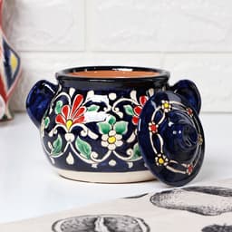 Сахарница узбекская Риштанская Керамика «Цветы», 1 л, синяя