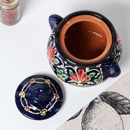 Сахарница узбекская Риштанская Керамика «Цветы», 1 л, синяя